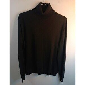 Banana Republic Turtleneck Sweater Mens Large L Black Extra Fine Merino Wool